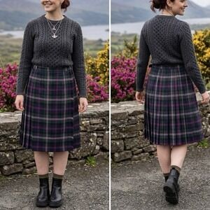 O'NEIL of DUBLIN Cooper Modern Tartan Plaid Wool Wrap Skirt 30" Waist $249 FLAWS